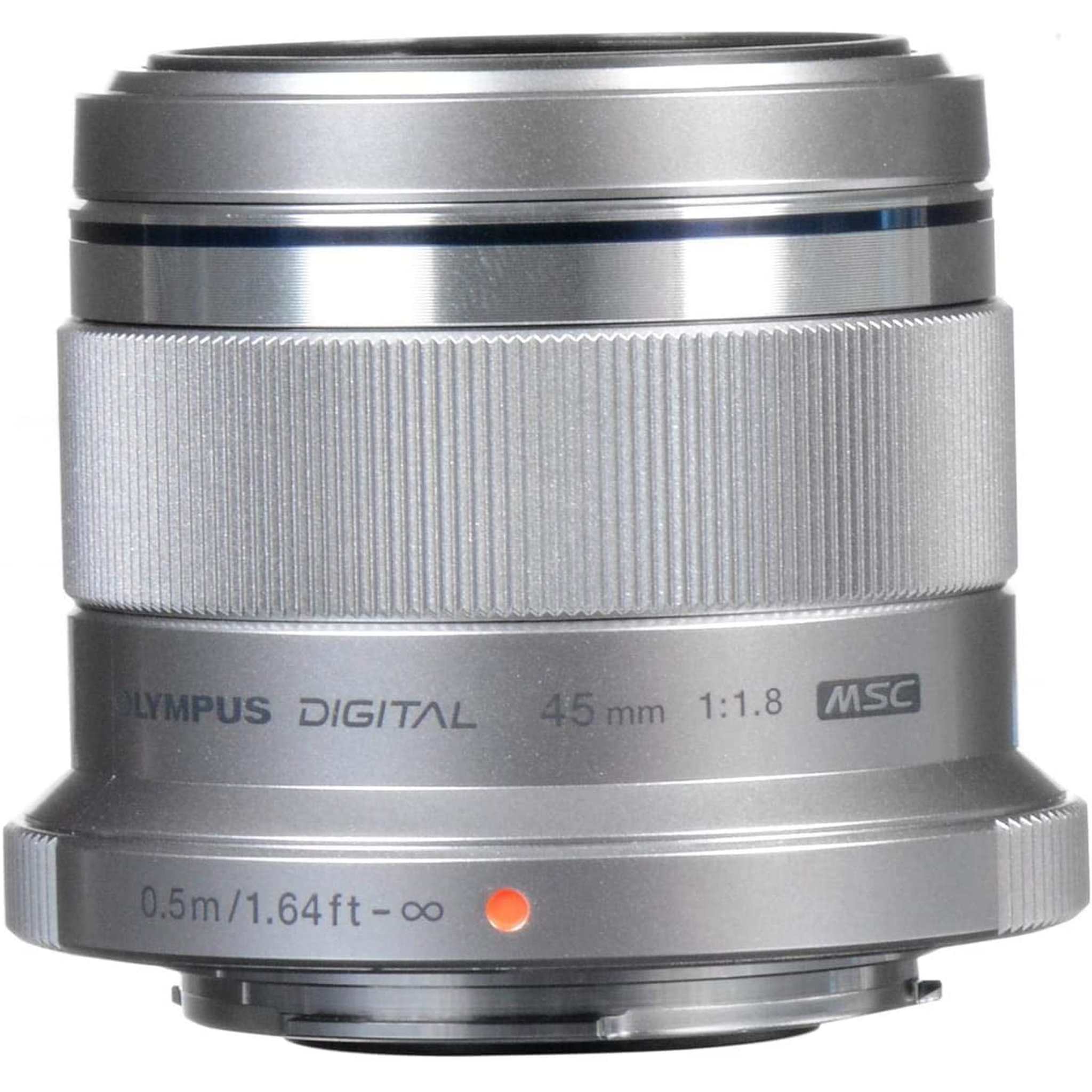 Olympus M.Zuiko Digital 45mm F1.8 Lens, for Micro Four Thirds Cameras Silver - Reconditioned Olympus
