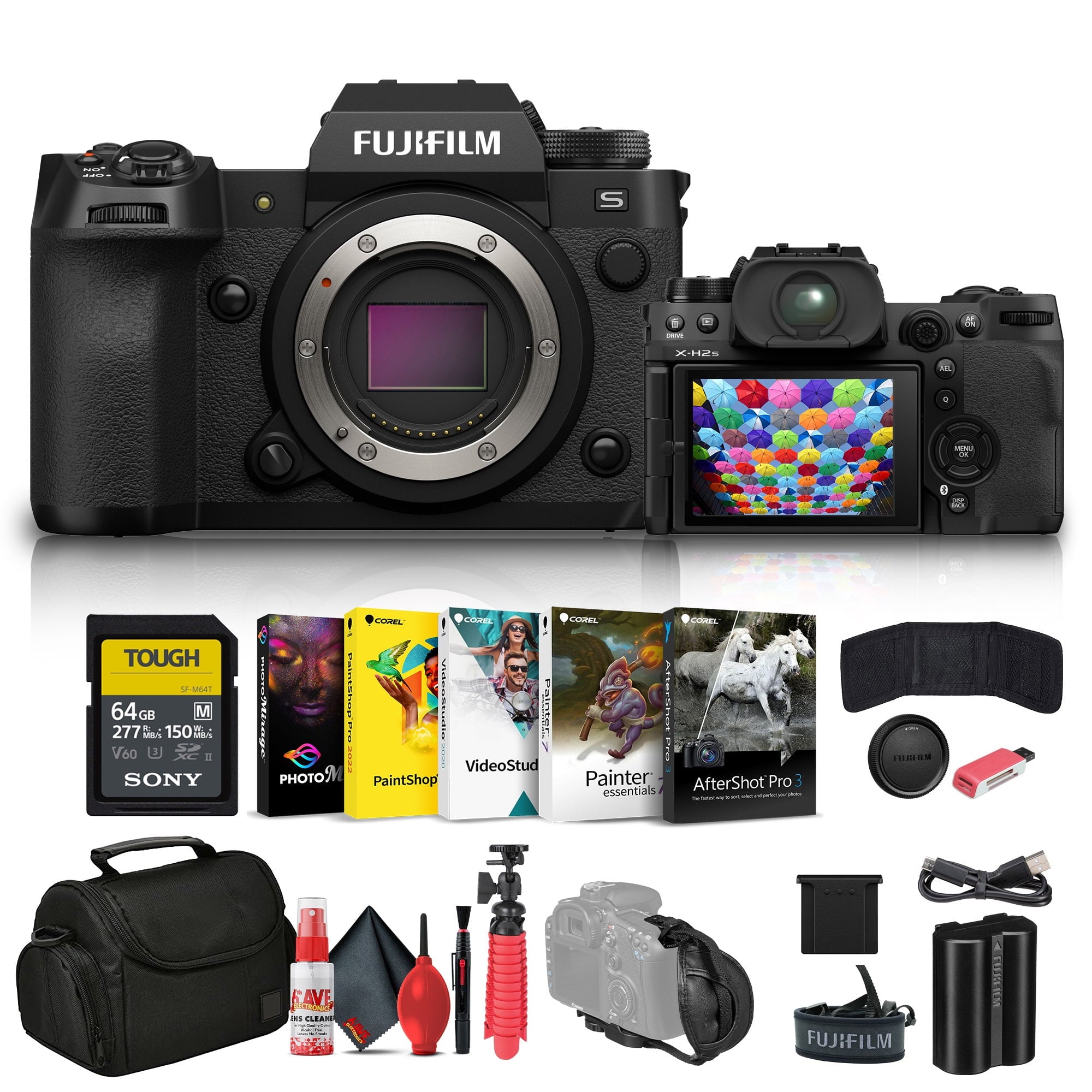Fujifilm - X-H2S Mirrorless Camera 16756924 + 64GB Memory Card + Bag + More