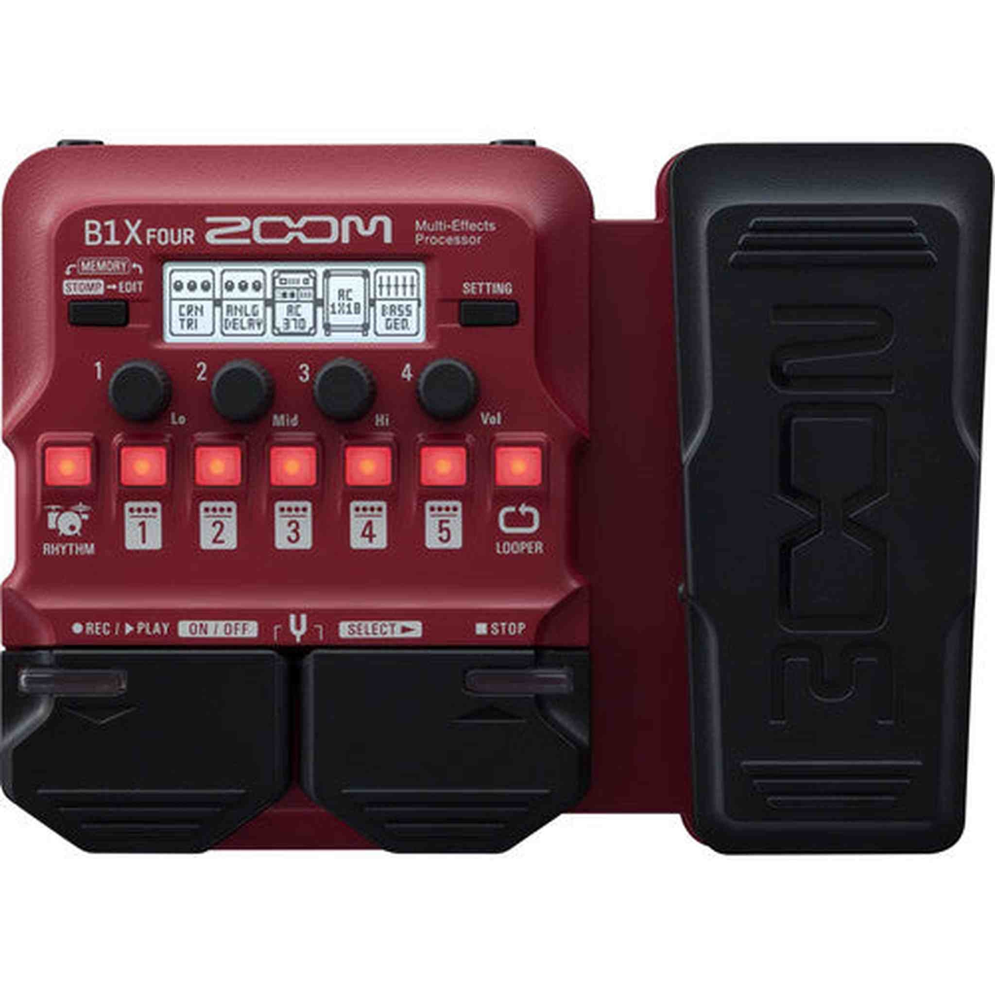 Zoom B1X Four Bass Multi-Effects Pedal, 4xAA WITH CHARGER, Straps, Bundle