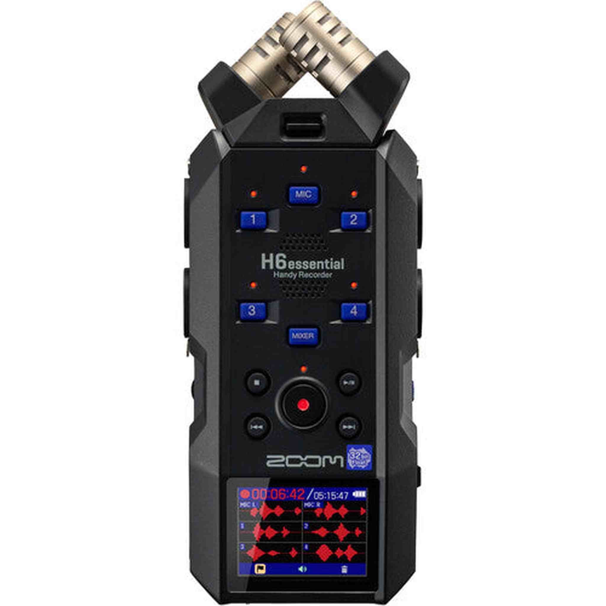 Zoom H6essential 2024 Model, Essential Series with 32-Bit Float, Accessibility, 6-Track Recorder, Stereo Microphones, 4 XLR/TRS Inputs, USB Audio Interface, for Musicians, Podcasters, & Filmmakers