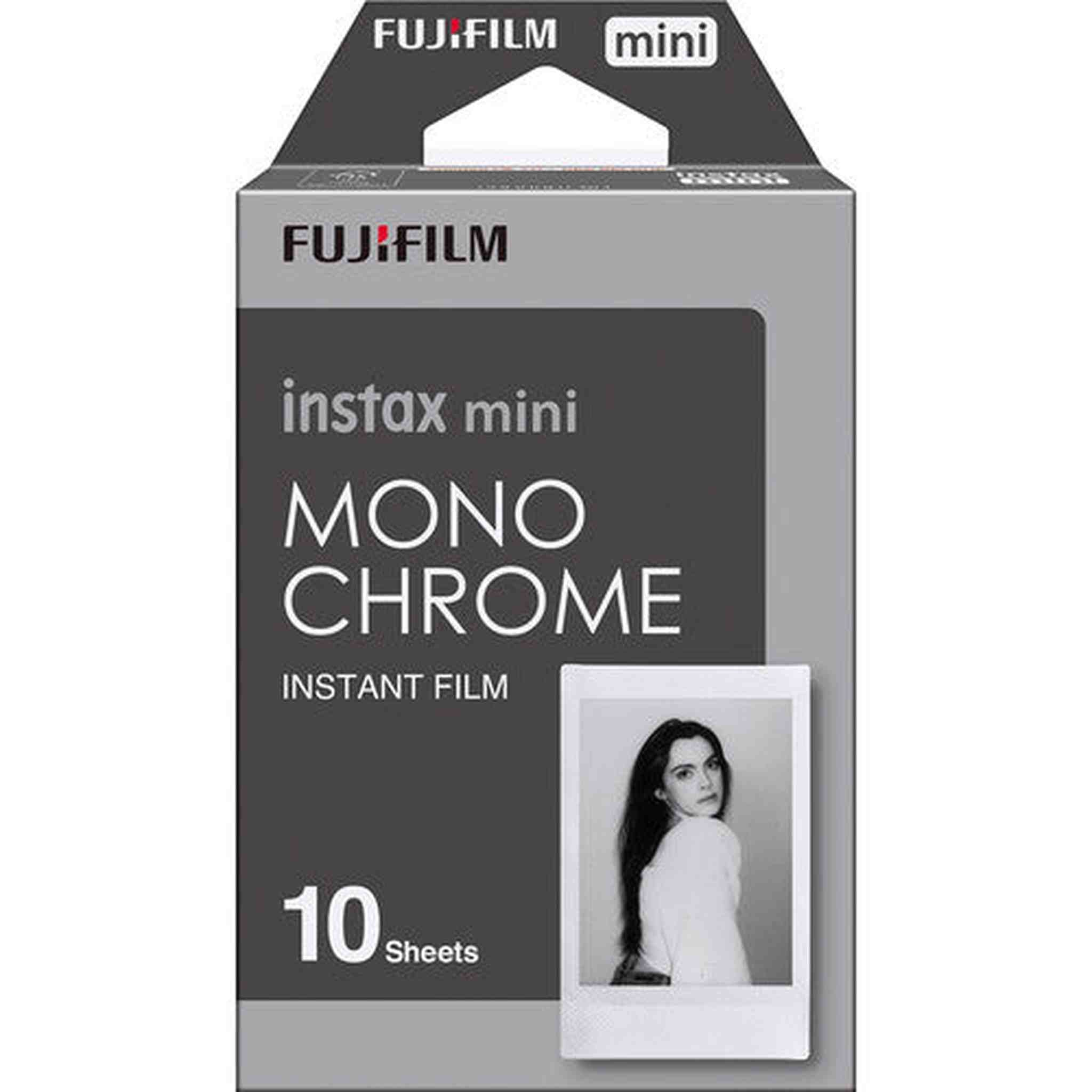 FUJIFILM INSTAX MINI Monochrome Instant Film 10 Exposures , Microfiber Cleaning Cloth, Bundle