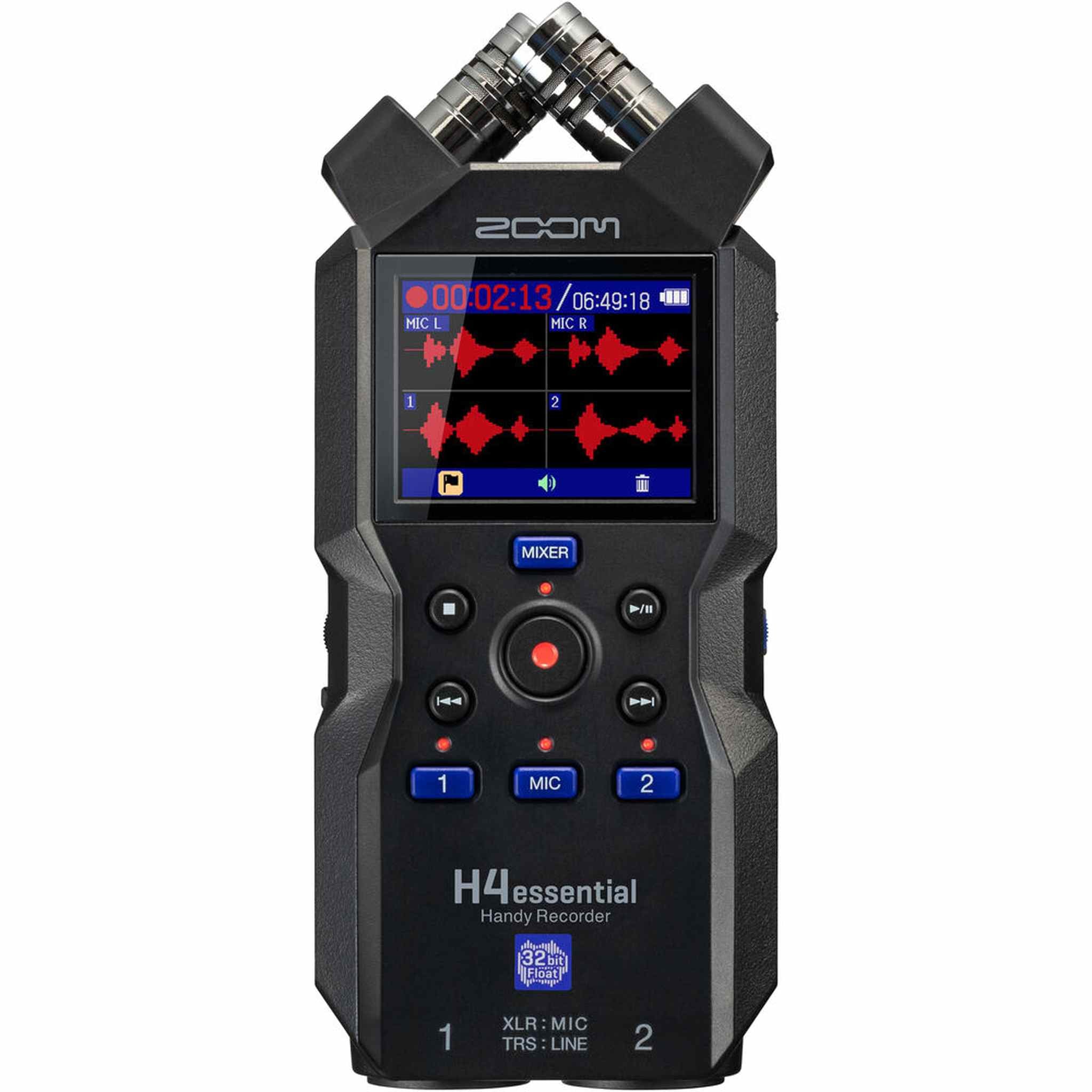 Zoom H4essential 4-Track Handy Recorder 2024 Model, Essential Series with 32-Bit Float, Accessibility, Stereo Microphones, 2 XLR/TRS Combo Inputs, USB Interface, for Musicians, Podcasters, and More