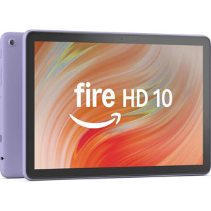 Fire HD 10 - 10.1 inch Tablet 2023 Release - 32GB - Lilac + Tablet Essentials Starter Kit 5 Piece 10 inch sleeve earbuds stylus cleaning cloth stand -Black + More