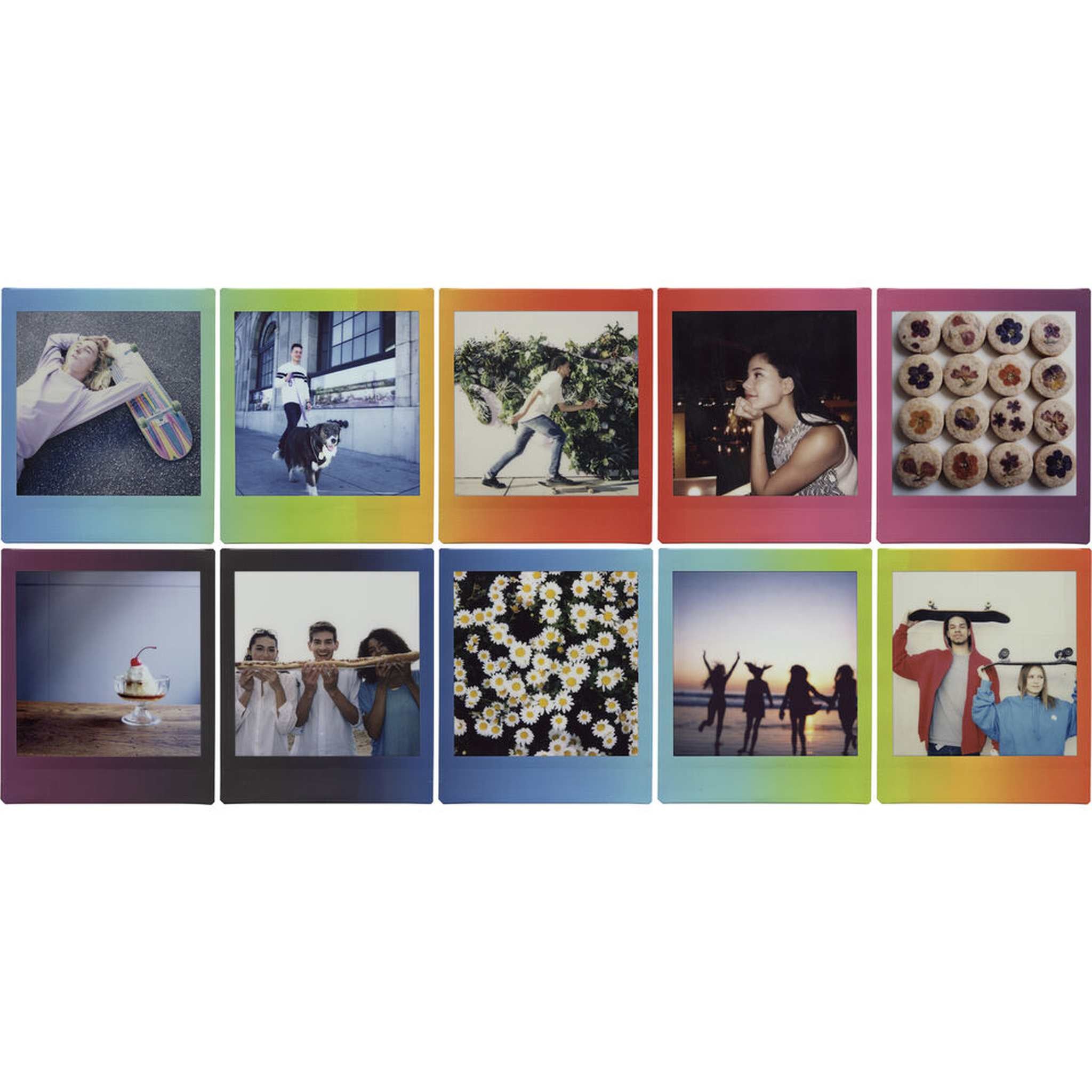 3xFUJIFILM INSTAX SQUARE Rainbow Instant Film 10 Exposures , Microfiber Cleaning Cloth, Bundle
