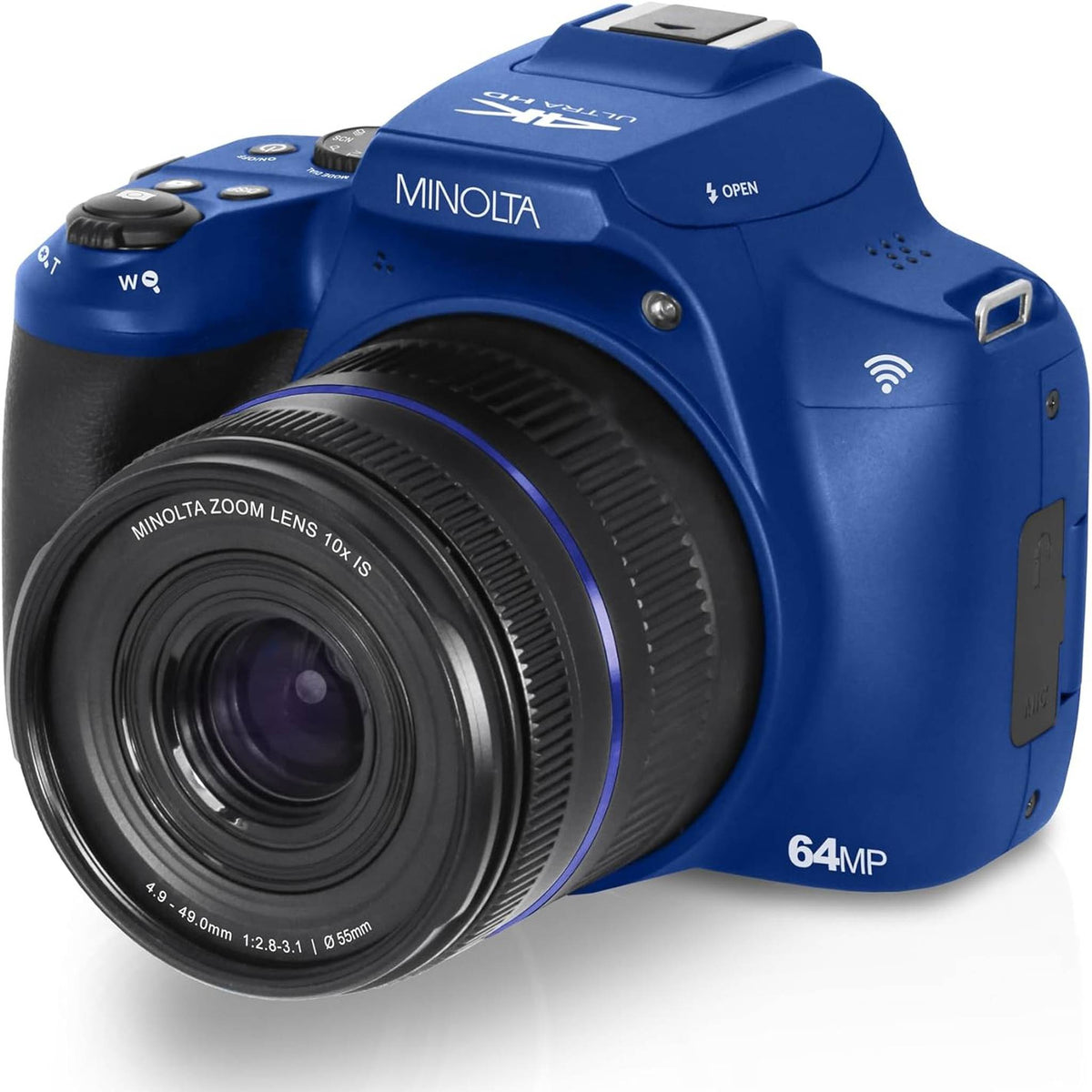 Minolta 64 Mega Pixels Auto Focus Digital Camera 4K Ultra HD Video Blue - Bundle