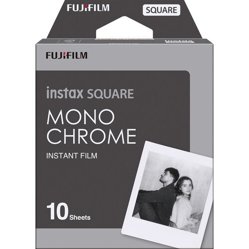 FUJIFILM INSTAX SQUARE Monochrome Instant Film 10 Exposures , Microfiber Cleaning Cloth, Bundle