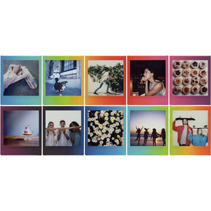 5xFUJIFILM INSTAX SQUARE Rainbow Instant Film 10 Exposures , Microfiber Cleaning Cloth, Bundle