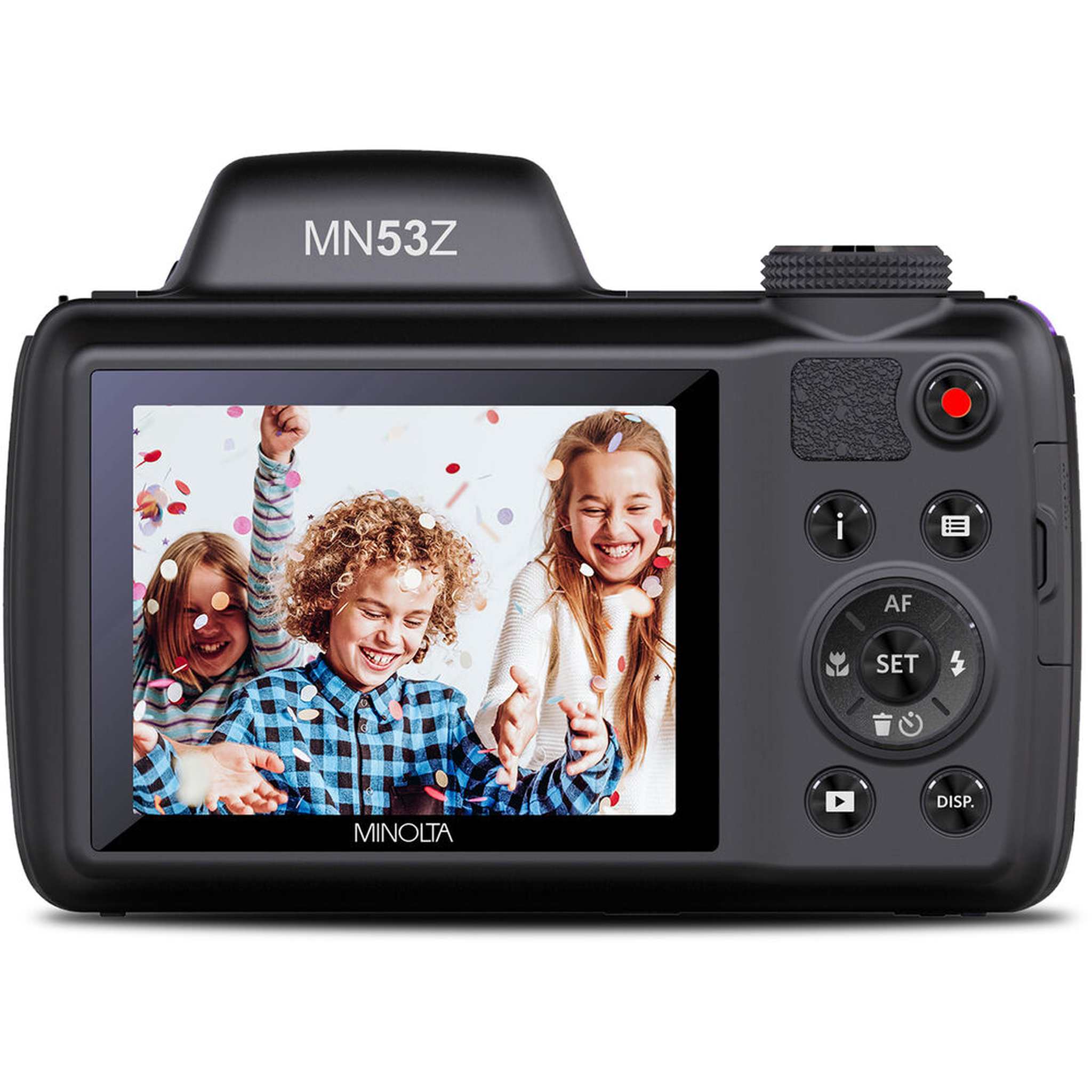 Minolta Pro Shot MN53Z 16 MP HD Digital Camera with 53x Zoom, 1080p HD Video Bundle Purple Minolta
