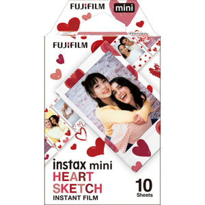 FUJIFILM INSTAX MINI Heart Sketch Instant Film 20 Exposures Bundle