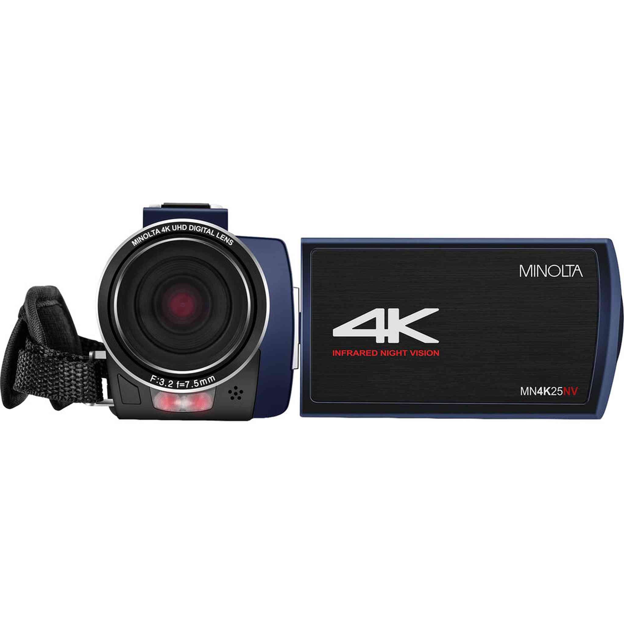 Minolta MN4K25NV 4K Ultra HD 30 MP Night Vision Camcorder MN4K25NV-W-BL Bundle