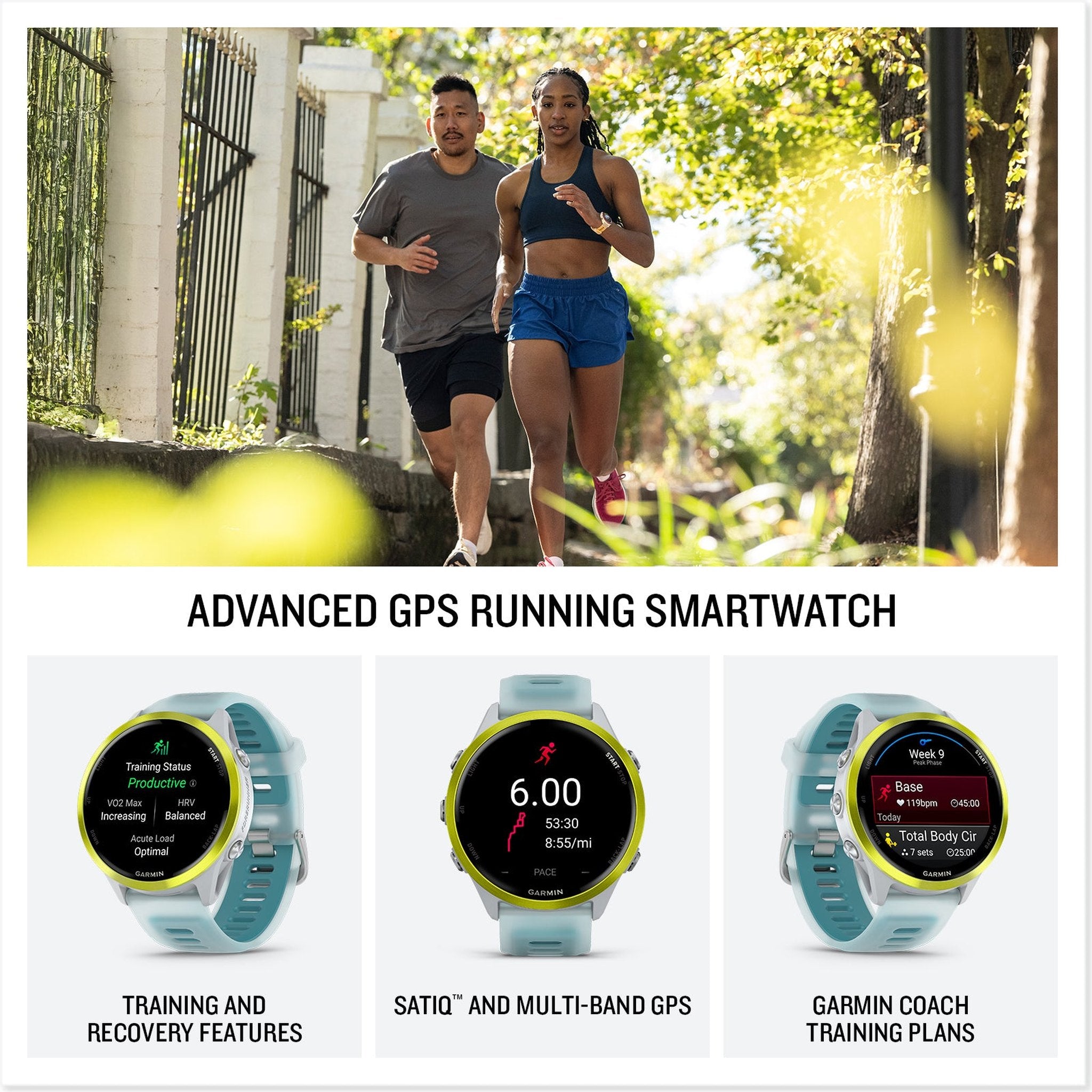 Garmin Forerunner 570 – 47MM, Amp Yellow Aluminum with Translucent Whitestone/Turquoise Band , Air Pro TWS EarBuds