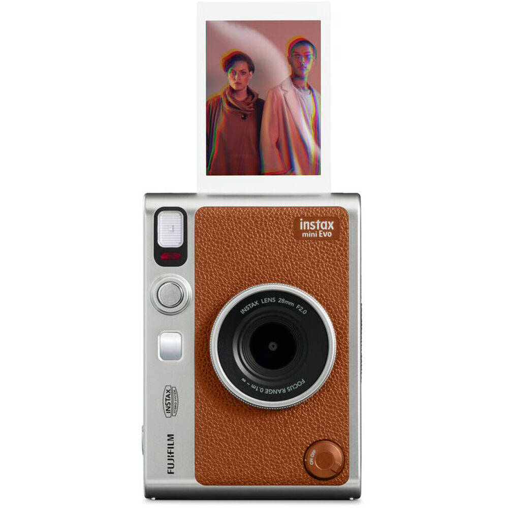 Fujifilm Instax Mini EVO Hybrid Instant Camera Brown with Micro SD to SD Adapter