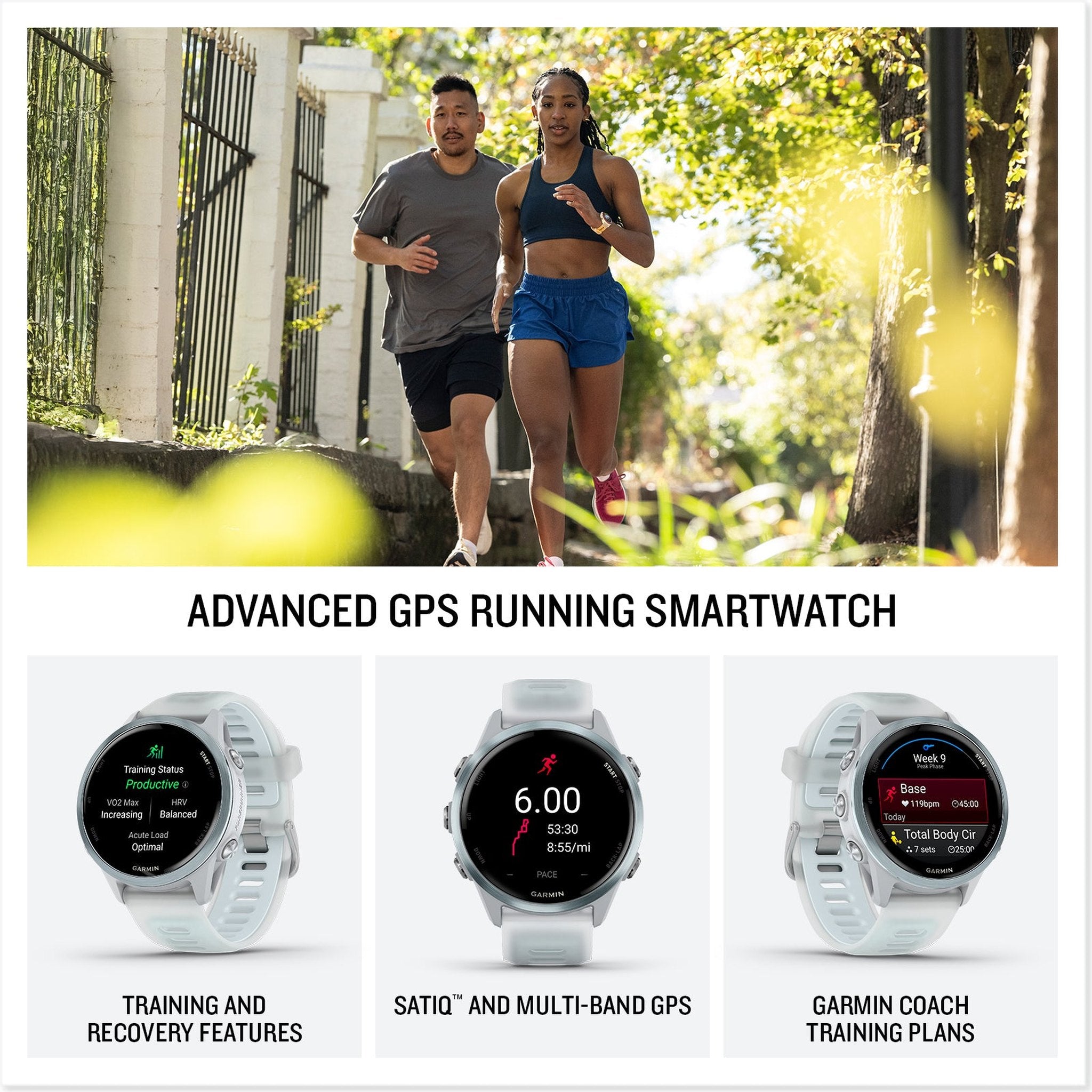 Garmin Forerunner 570 – 42MM, Whitestone/Cloud Blue , Air Pro EarBuds