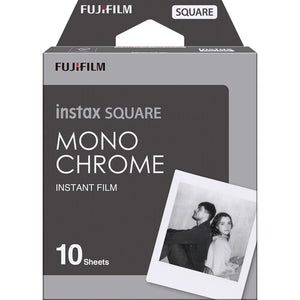 3xFUJIFILM INSTAX SQUARE Monochrome Instant Film 10 Exposures , Microfiber Cleaning Cloth, Bundle