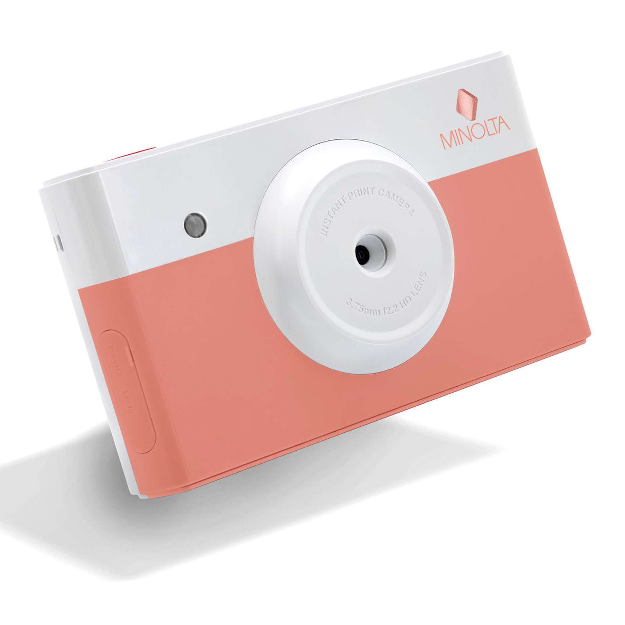 Minolta Instapix Print Camera with Printer Coral Pink , Camera Bag, Diginerds Microfiber Cleaning Cloth, Bundle