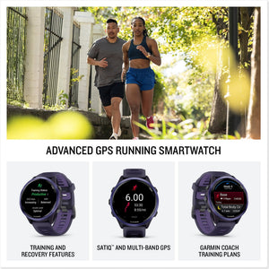 Garmin Forerunner 570 – 47MM, Indigo Aluminum with Translucent Imperial Purple/Indigo Band , Air Pro EarBuds