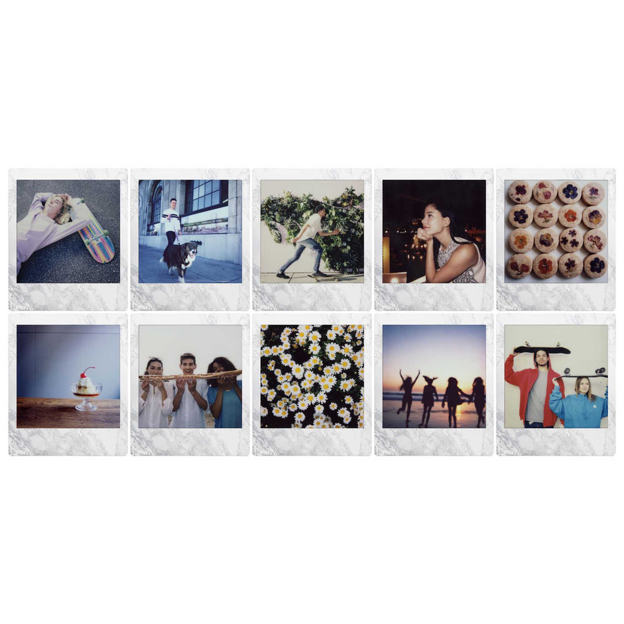 FUJIFILM INSTAX SQUARE White Marble Instant Film 10 Exposures , Microfiber Cleaning Cloth, Bundle