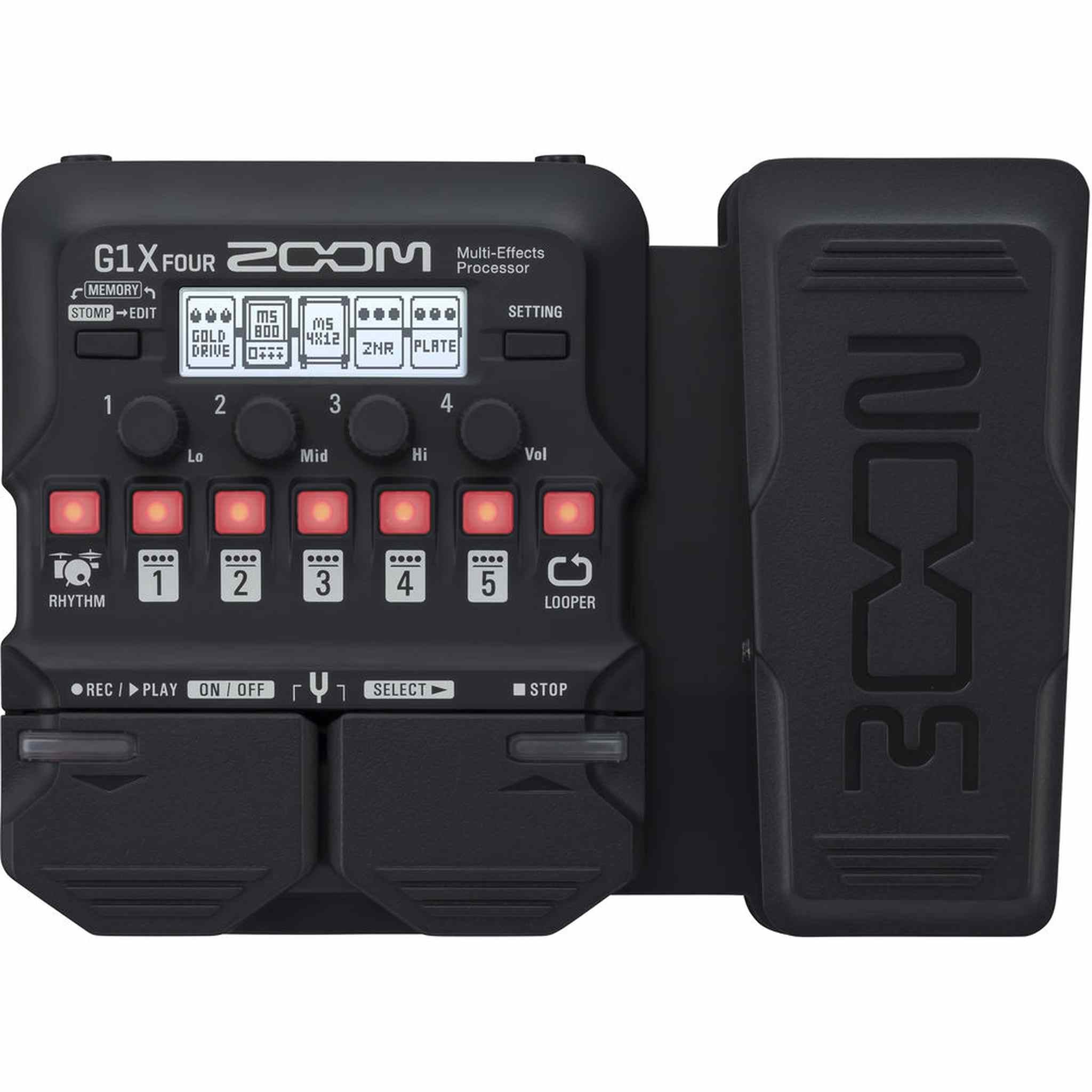 Zoom G1X FOUR Guitar Multi-Effects Processor with Expression Pedal, With 70+ Built-in Effects, Amp Modeling, Looper, Rhythm Section, Tuner, Battery Powered