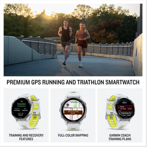 Garmin Forerunner 970 Running Smartwatch, GPS Fitness Smart Watch For Men And Women, Titanium with Whitestone Case and Whitestone/Translucent Amp Yellow Band, Bundle