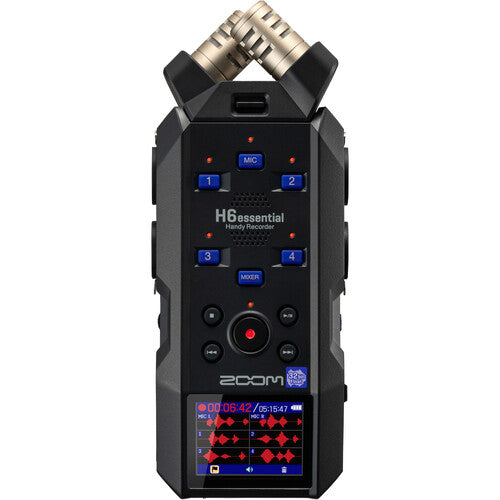Zoom H6essential 2024 Model, Essential Series with 32-Bit Float, Accessibility, 6-Track Recorder, Stereo Microphones, 4 XLR/TRS Inputs, USB Audio Interface, for Musicians, Podcasters, & Filmmakers