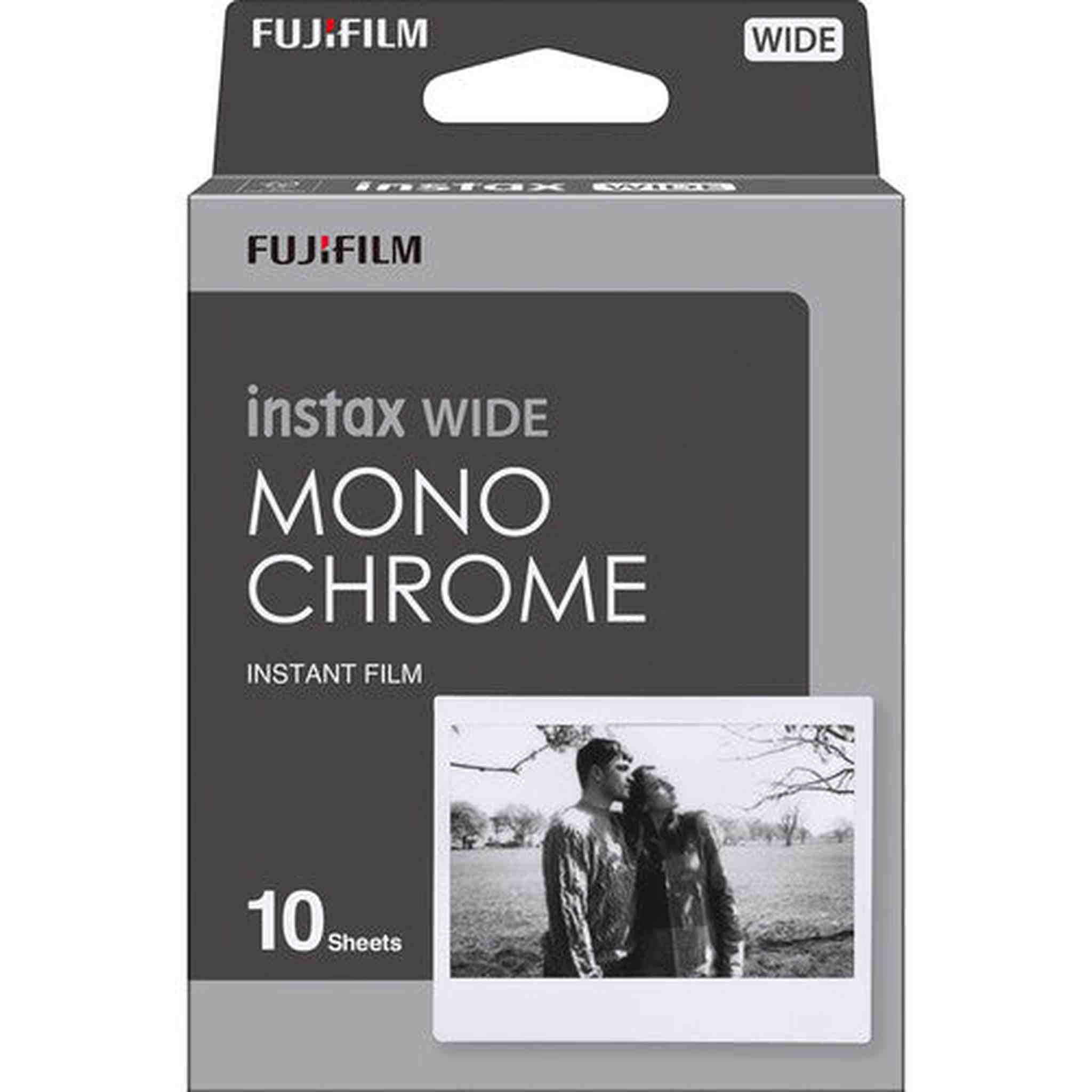 FUJIFILM INSTAX Wide Monochrome Instant Film 10 Exposures , Microfiber Cleaning Cloth, Bundle