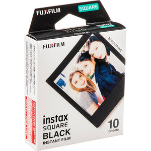 2xFUJIFILM INSTAX SQUARE Black Instant Film 10 Exposures , Microfiber Cleaning Cloth, Bundle