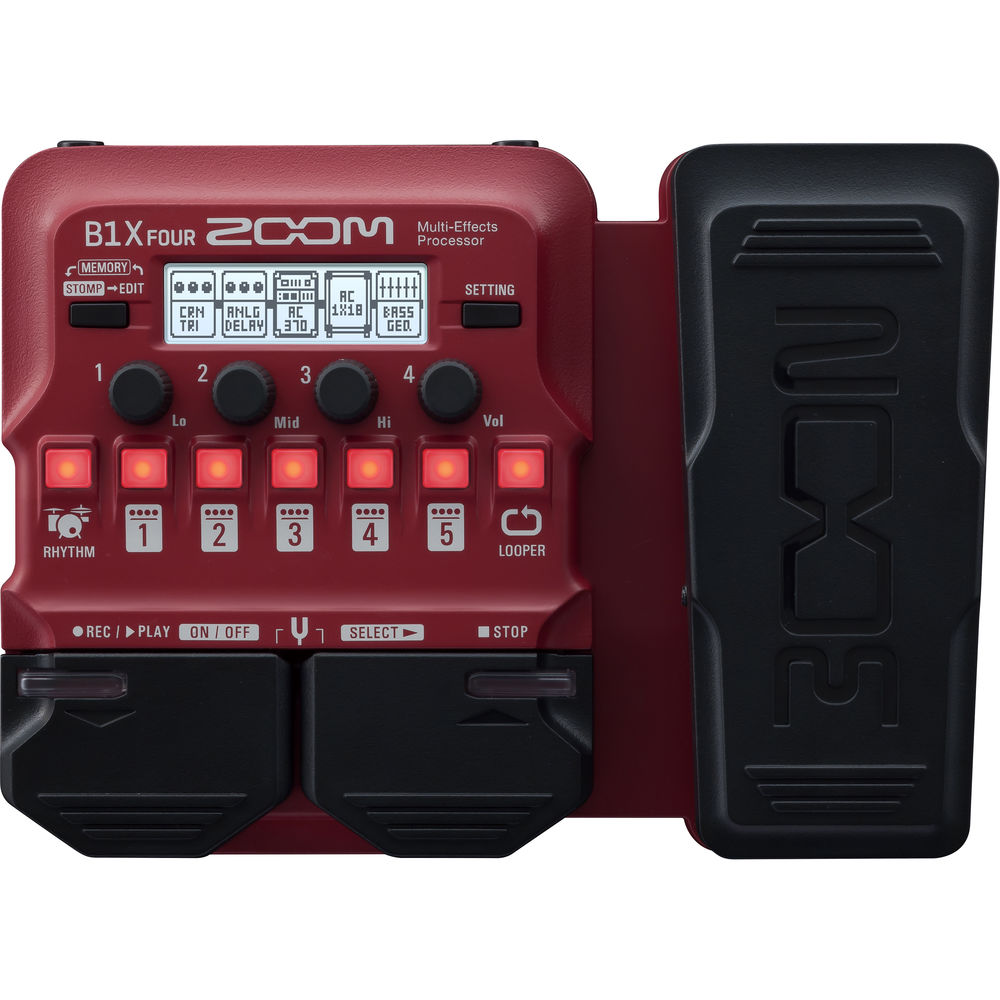 Zoom B1X FOUR Bass Multi-Effects Processor with Expression Pedal, With 70+ Built-in Effects, Amp Modeling, Looper, Rhythm Section, Tuner, Battery Powered