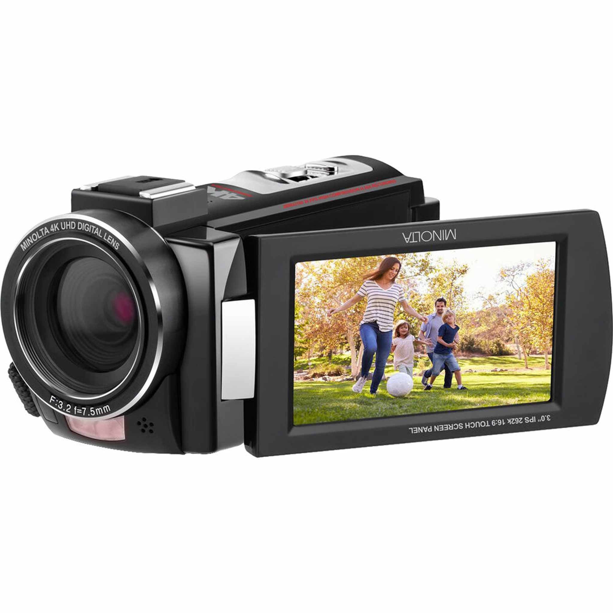 Minolta MN4K25NV 4K Ultra HD 30 MP Night Vision Camcorder Black Bundle kit