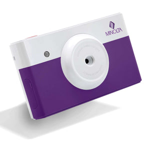 Minolta Instapix Print Camera with Printer Purple , Camera Bag, Diginerds Microfiber Cleaning Cloth, Instapix 2 pack Instaprint mini Cartridges 20 Photo Print , Bundle Minolta
