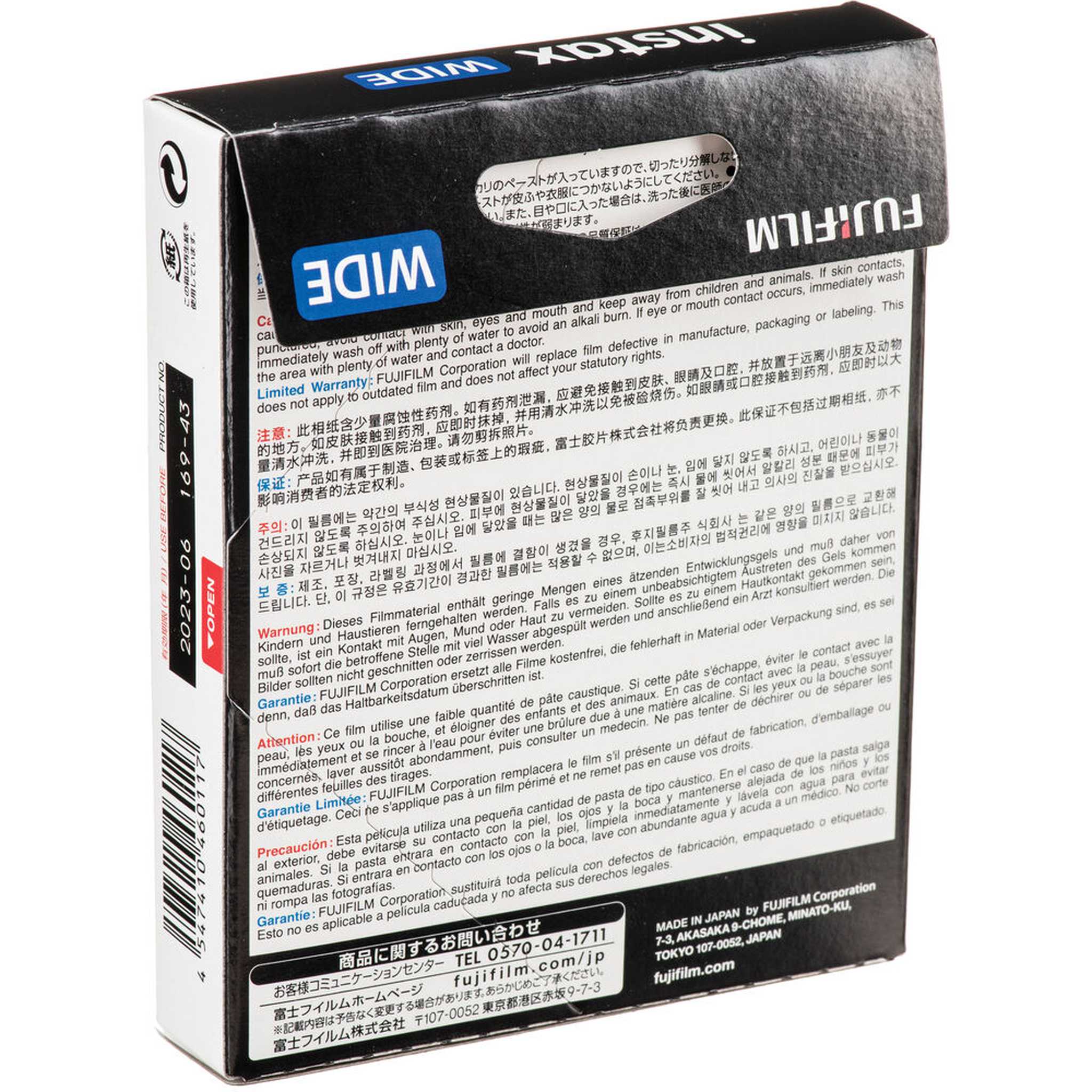 Fujifilm Instax Wide Black Instant Film 100 Exposures + Microfiber Cleaning Cloth Fujifilm