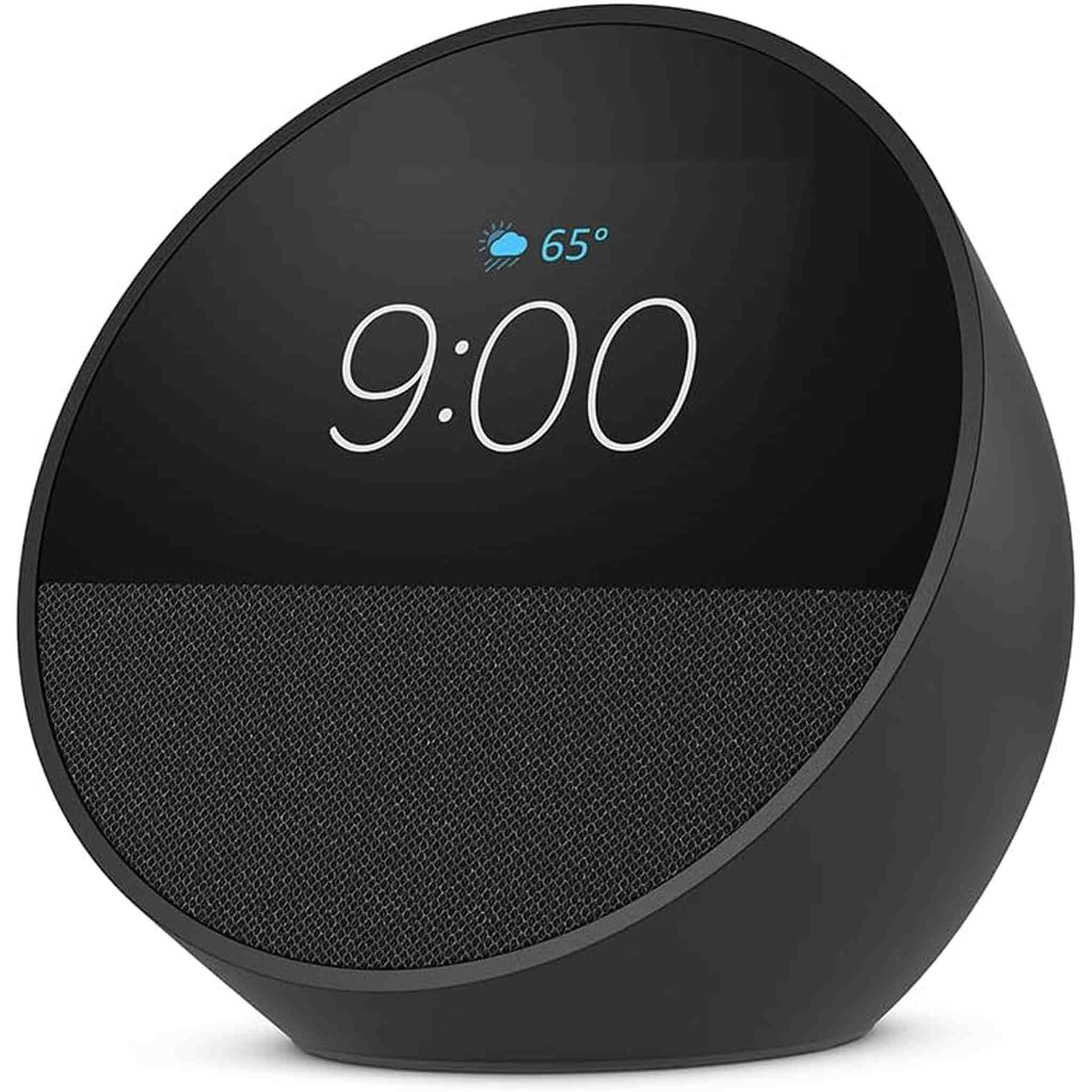 Echo Spot 2024 Smart alarm clock w/ vibrant sound and Alexa - Black + Screen Cleaning Kit