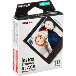10xFUJIFILM INSTAX SQUARE Black Instant Film 10 Exposures , Microfiber Cleaning Cloth, Bundle