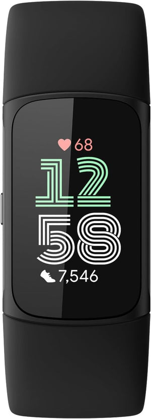 Fitbit Charge 6 Fitness Tracker Smartwatch, Obsidian/Black Bundle