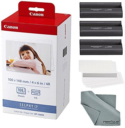 Canon KP-108IN Color Ink and Paper Set + Fibertique Cleaning Cloth
