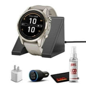 Garmin fenix 7S Pro Solar, Sapphire, Soft Gold Steel Light Sand with Accessories