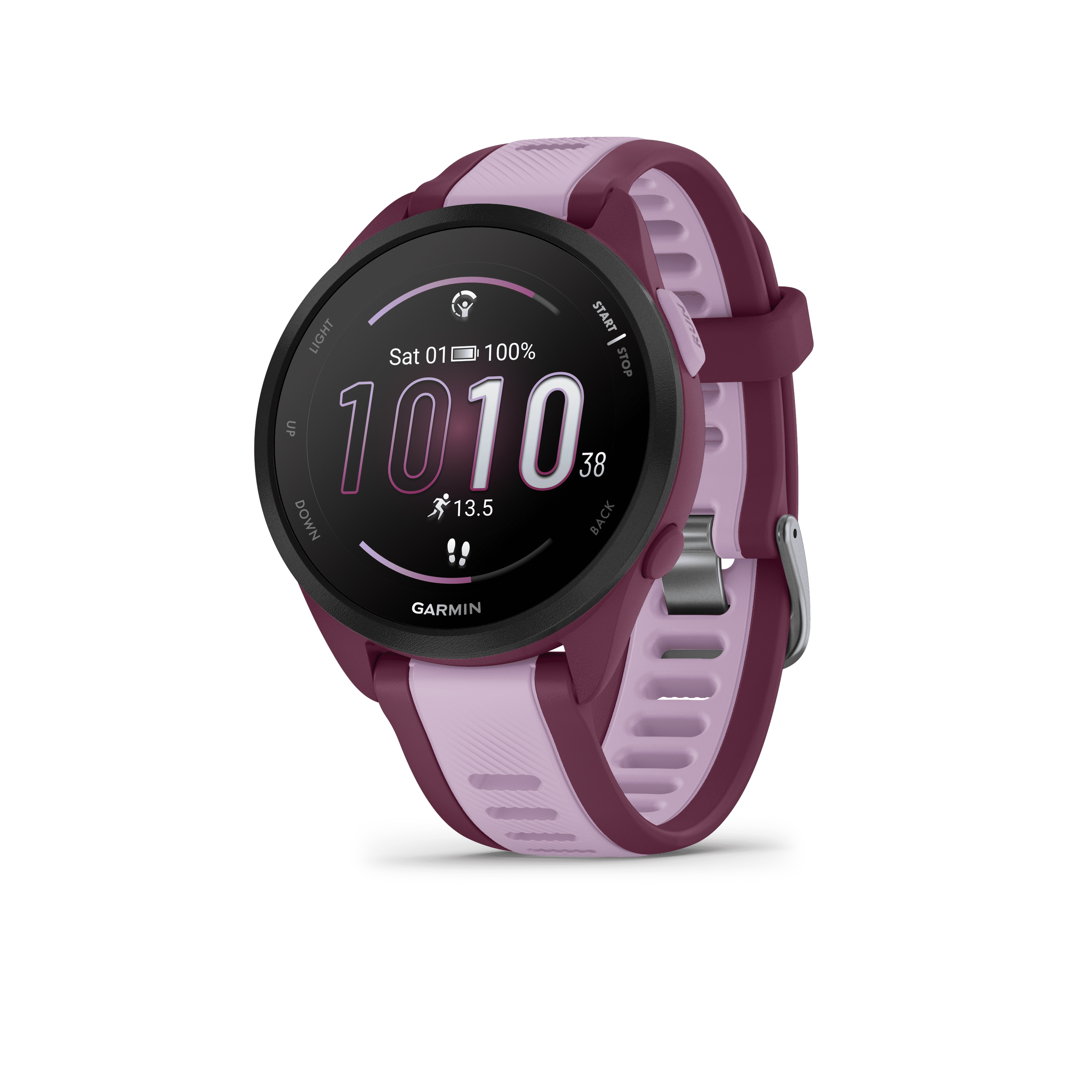 Garmin Forerunner 165 Music, Running Smartwatch, Colorful AMOLED Display, Training Metrics and Recovery Insights, Music on Your Wrist, Berry