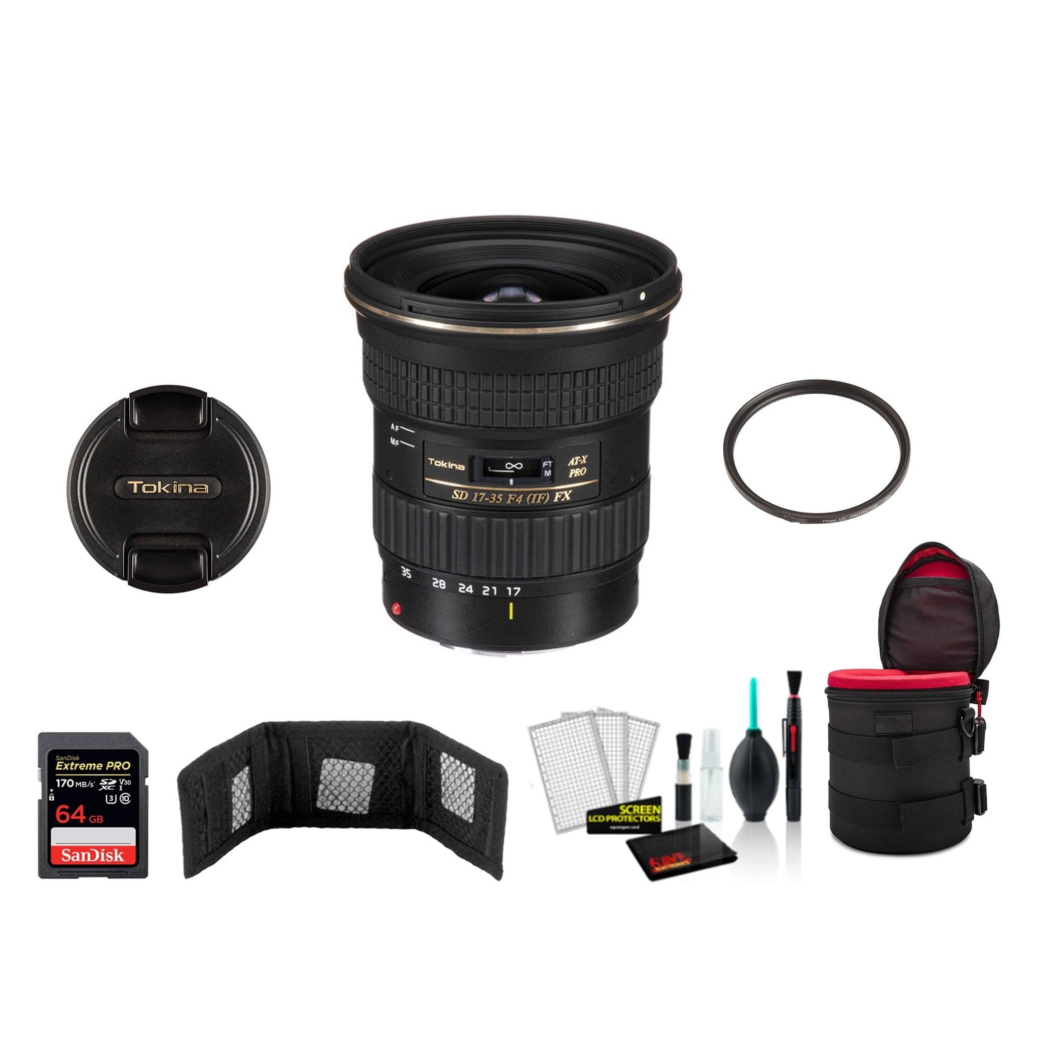 Tokina 17-35mm f/4 Pro FX Lens for Canon - with 64GB Memory Card International Model Tokina