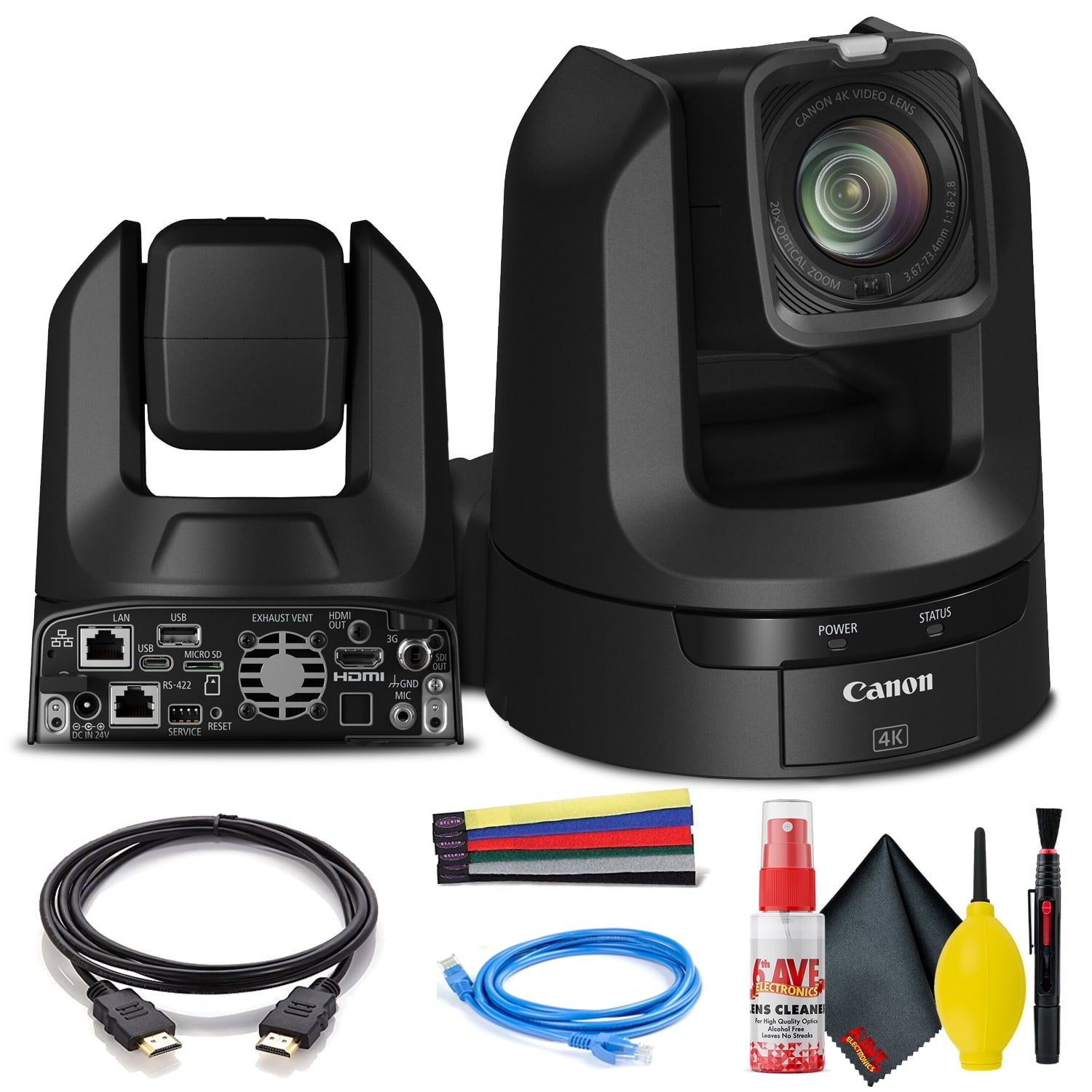 Canon CR-N300 4K NDI PTZ Camera with 20x Zoom Satin Black 5157C001 Bundle