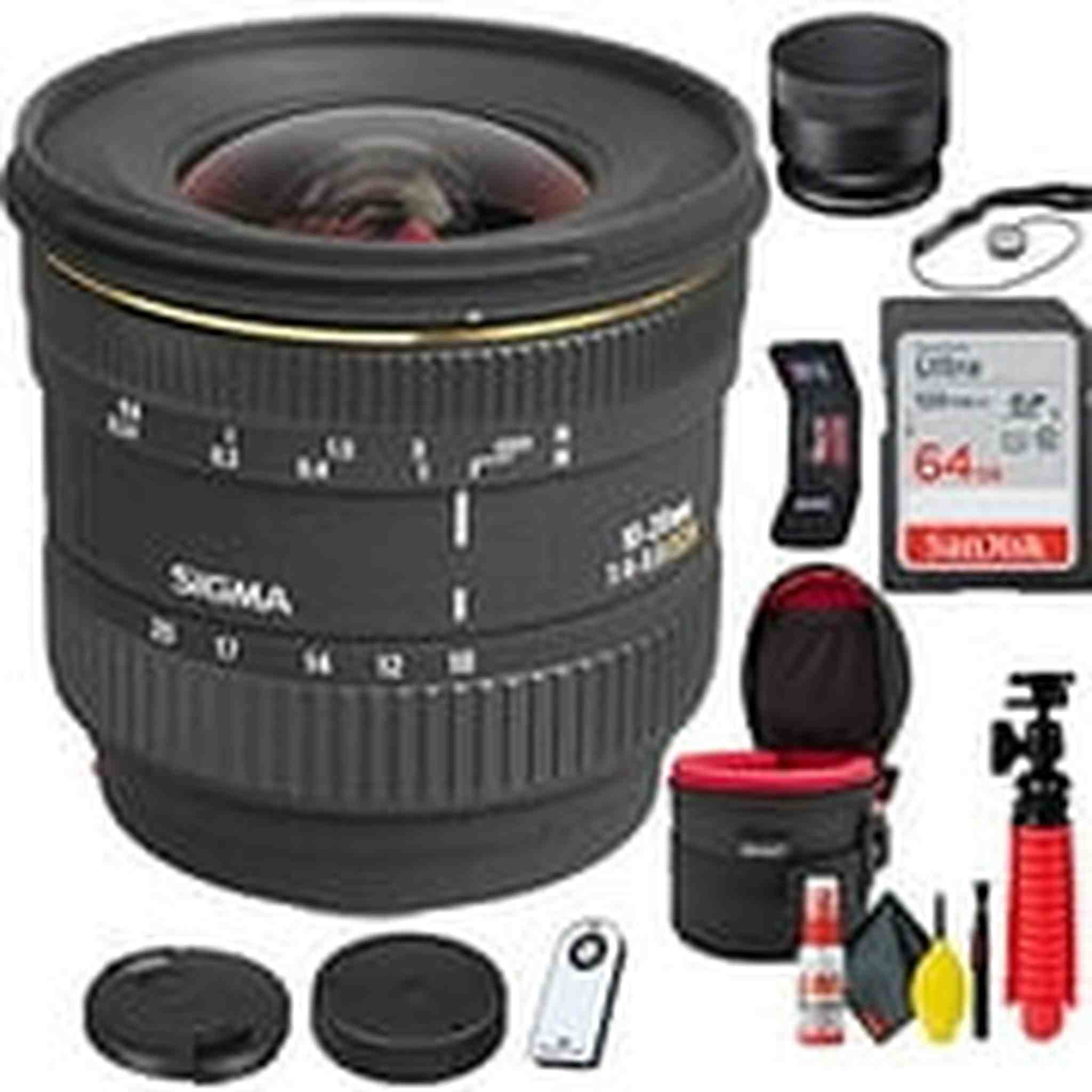 Sigma 10-20MM F/4-5.6 EX DC F/ SONY A Mount + 64GB SD Card Bundle