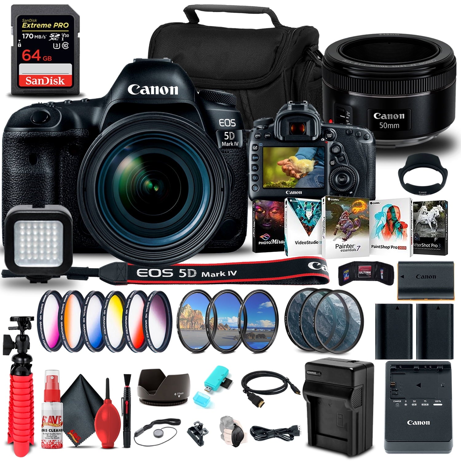 Canon EOS 5D Mark IV DSLR Camera with 24-70mm f/4L Lens 1483C018 Supreme Bundle