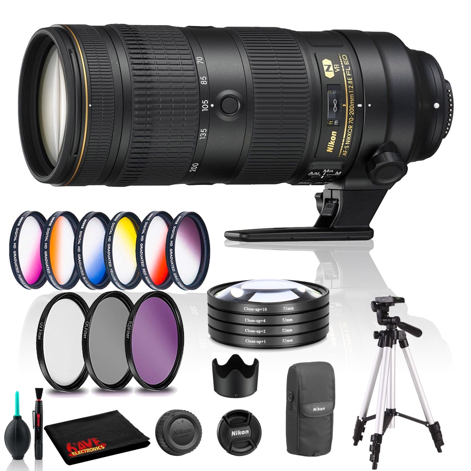Nikon AF-S NIKKOR 70-200mm f/2.8E FL ED VR Lens with Filters Intl Model