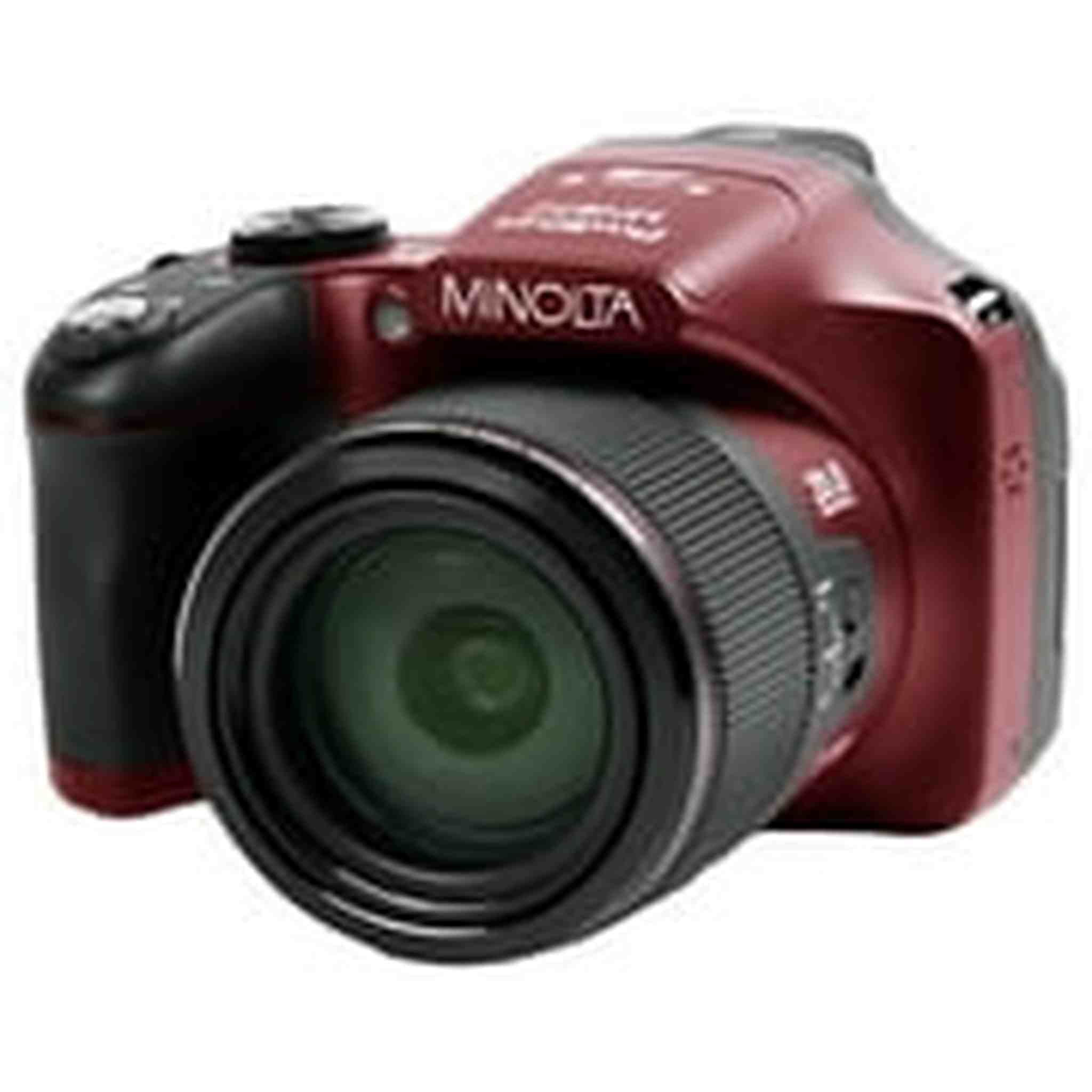 Minolta Pro Shot 20 Mega Pixel HD Digital Camera with 67x Optical Zoom, Full 1080p HD Video & 16GB SD Card Red Minolta