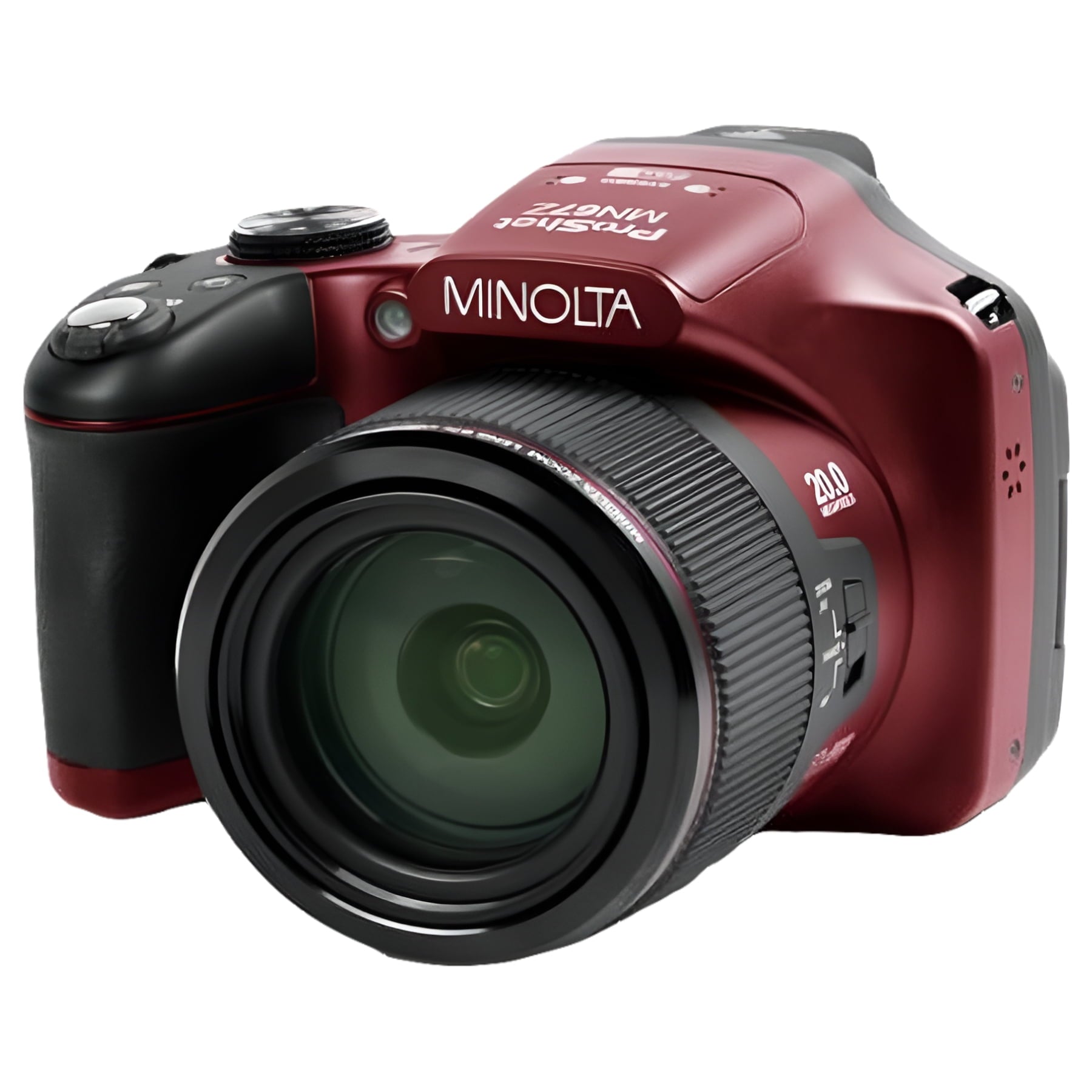 Minolta Pro Shot 20 Mega Pixel HD Digital Camera with 67x Optical Zoom, Full 1080p HD Video & 16GB SD Card Red