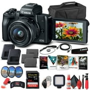 Canon EOS M50 Mirrorless Camera W/15-45mm Lens Black 2680C011 - Advanced Bundle