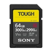 Sony Tough High Performance 64GB SDXC UHS-II Class 10 U3 Flash Memory Card with Blazing Fast Read Speed up to 300MB/s (SF-G64T/T1)