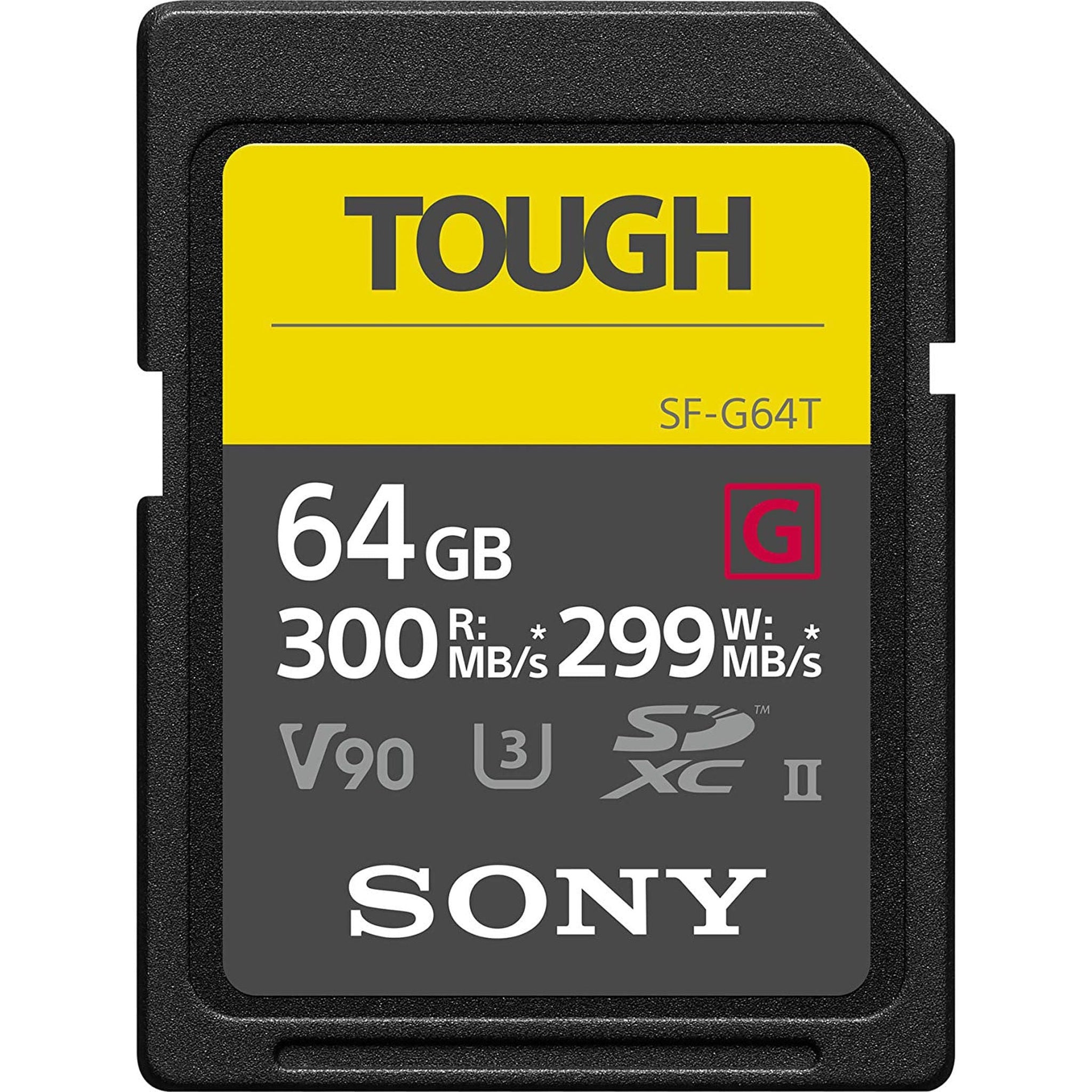 Sony Tough High Performance 64GB SDXC UHS-II Class 10 U3 Flash Memory Card with Blazing Fast Read Speed up to 300MB/s (SF-G64T/T1)