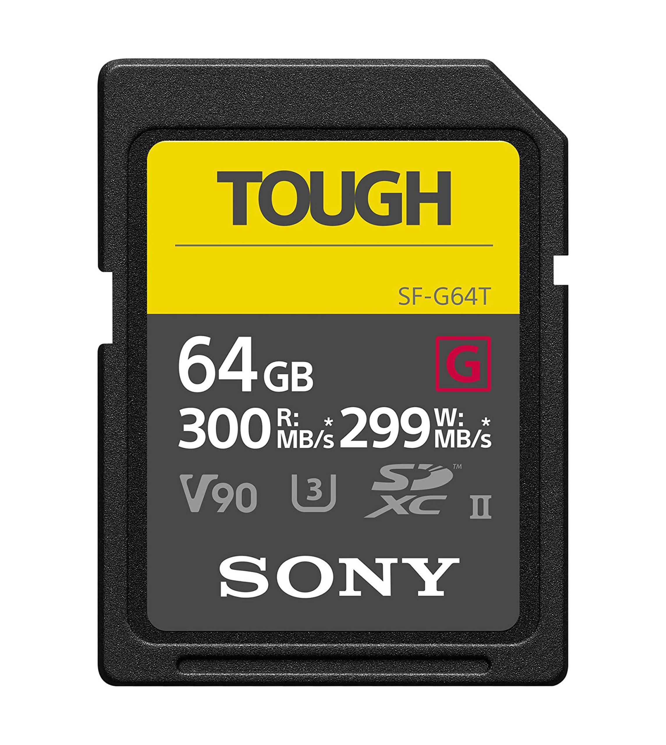 Sony Tough High Performance 64GB SDXC UHS-II Class 10 U3 Flash Memory Card with Blazing Fast Read Speed up to 300MB/s (SF-G64T/T1)