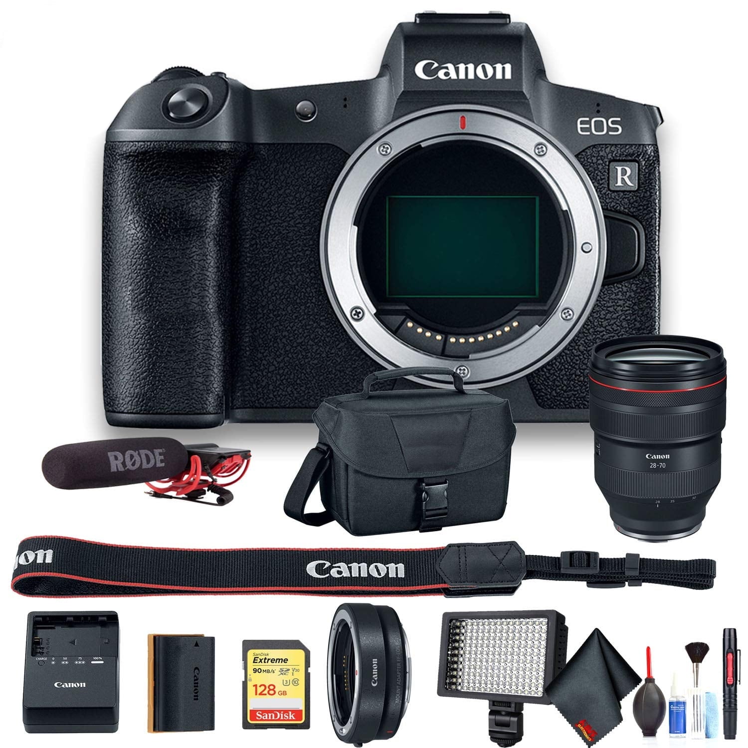 Canon EOS R Mirrorless Digital Camera International Model (3075C002) W/Canon RF 28-70mm Lens, Bag, 128GB Card, Extra Bat