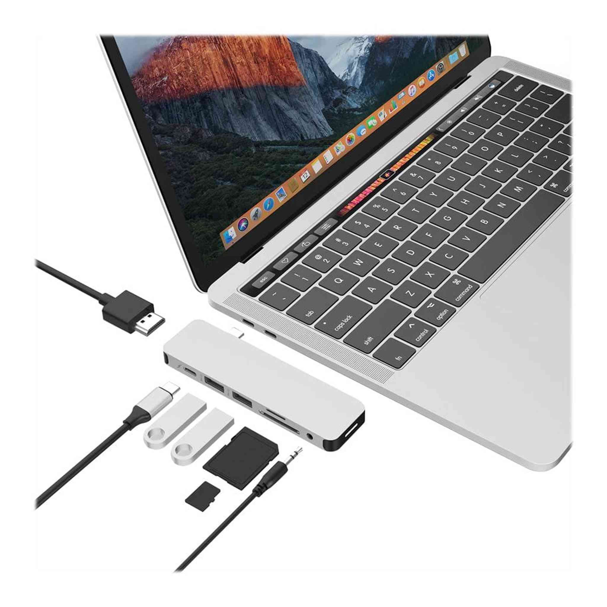 HyperDrive USB-C Hub Adapter, Sanho Solo 7-in-1 Type C Dongle for MacBook Pro, PC w USB-C Port: USBC 40Mbps 100W Power Delivery, USBC 5Gbps Data, 4K HDMI, microSD/SD Card Reader, 2xUSB 3.0, Audio Jack - Used Hyper