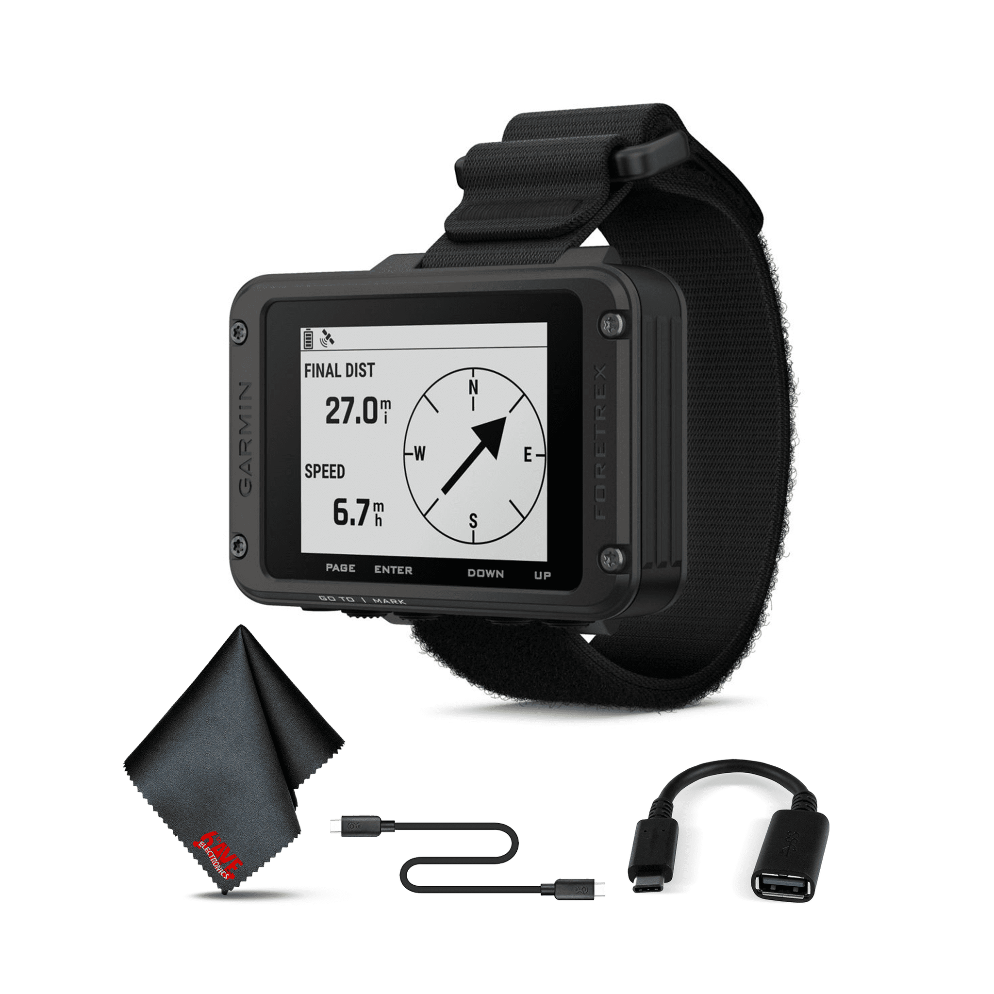Garmin Foretrex 801 with USB-C Adapter and 6Ave Cleaning Cloth Garmin
